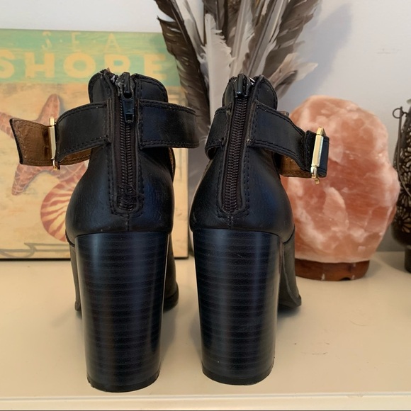 Fioni black peep toe chunky heal shoe size 9 - Picture 4 of 8